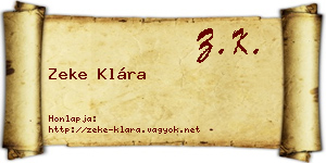 Zeke Klára névjegykártya