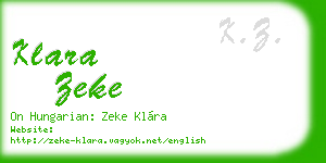 klara zeke business card