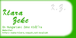 klara zeke business card